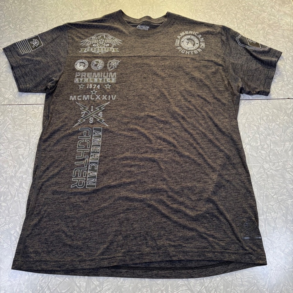 American Fighter Mens 2XL Buckle Premium Athletics Graphic T-Shirt Grey Heather